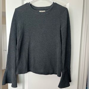 Madewell dark grey Ribbed Bell Sleeve Thermal Top